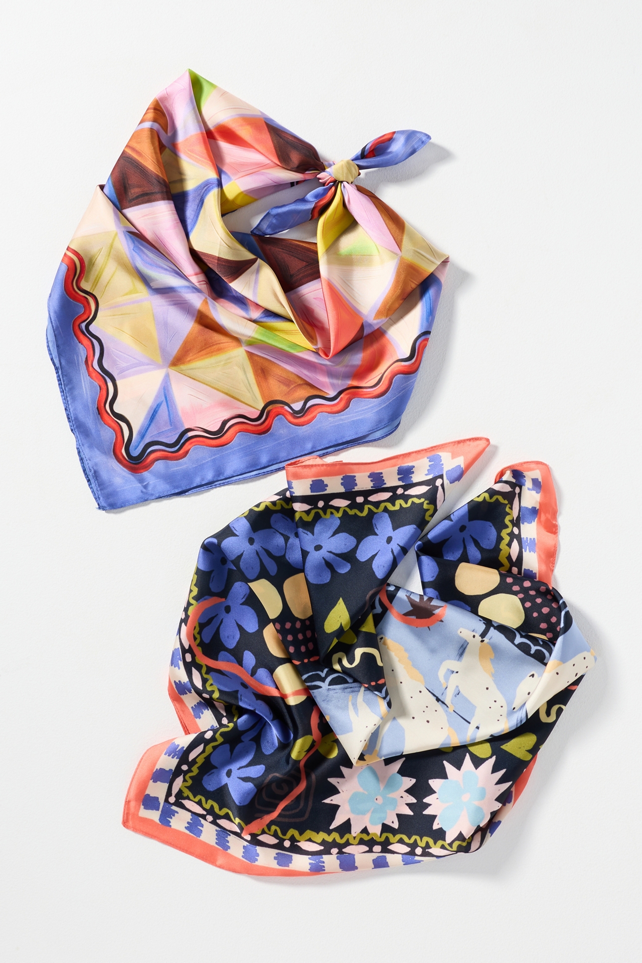 Abstract Print Hair Scarves, Set of 2