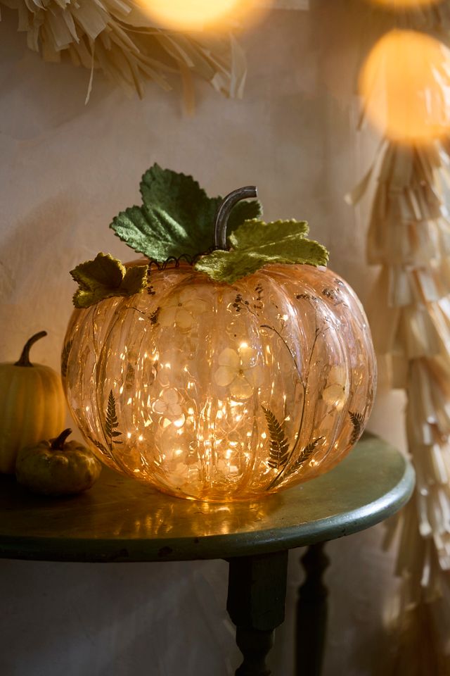 Pressed Floral Glass Pumpkin, Extra Large #3