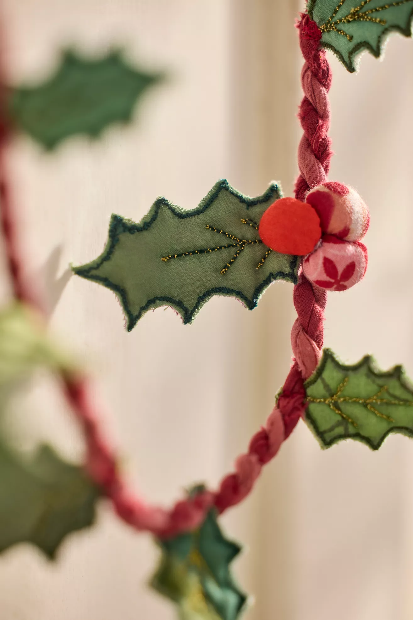 Terrain Holly Sprig Fabric Garland - thumbnail 2