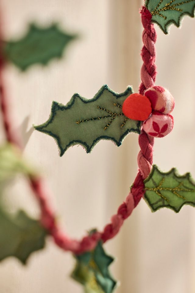 Holly Sprig Fabric Garland #1