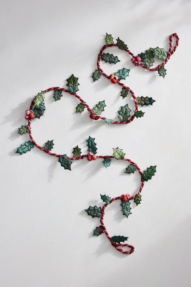 Holly Sprig Fabric Garland #2
