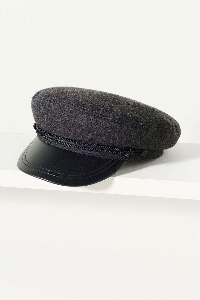 Wyeth Knox Leather Wool Newsboy Cap #1