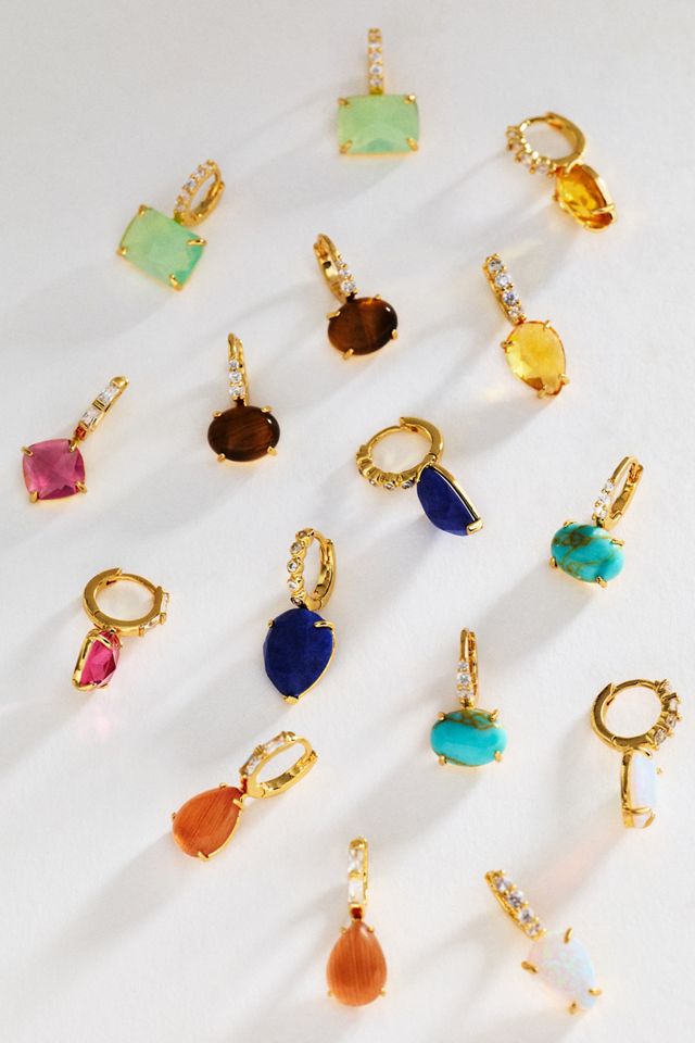 Gemstone Huggie Hoop Earrings #2