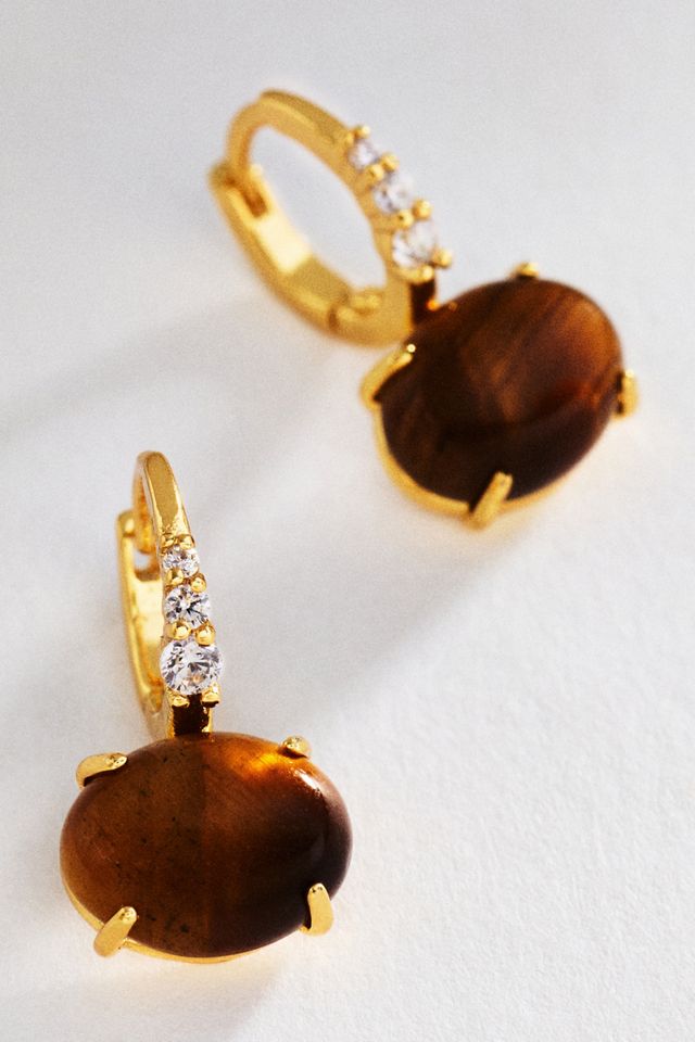 Gemstone Huggie Hoop Earrings #1