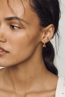 Gemstone Huggie Hoop Earrings