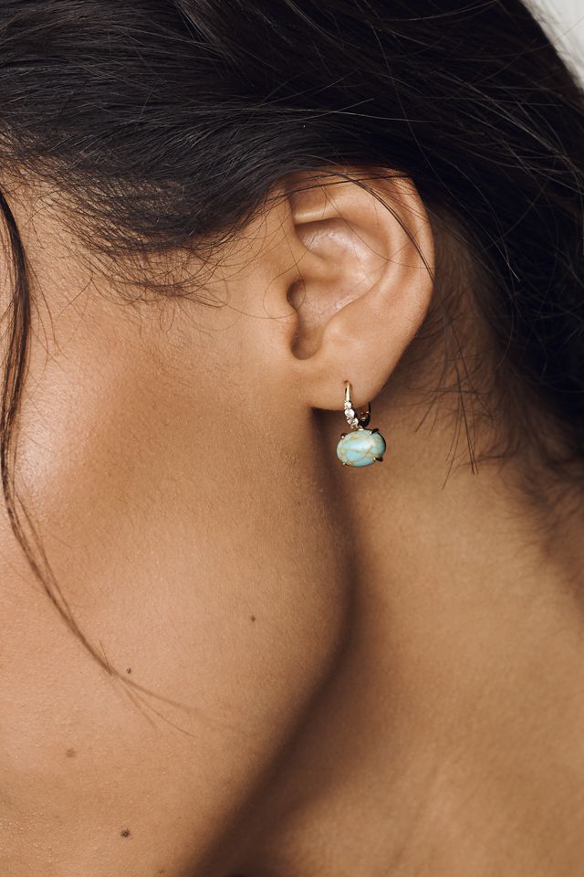 Gemstone Huggie Hoop Earrings #4