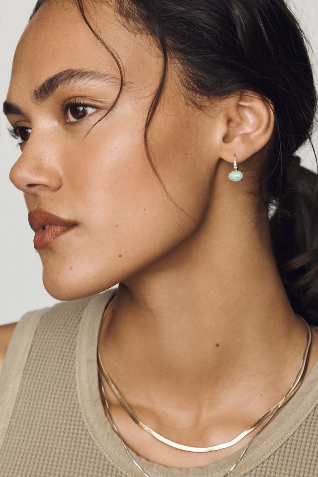 Gemstone Huggie Hoop Earrings #3