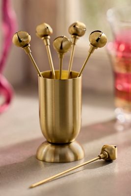 Terrain Jingle Bell Cocktail Picks, Set of 6