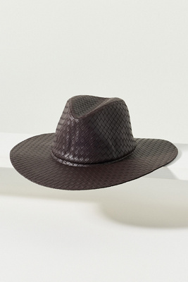 Wyeth Woven Leather Rancher Hat In Brown