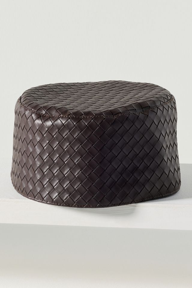 Wyeth Woven Leather Pillbox Hat #3
