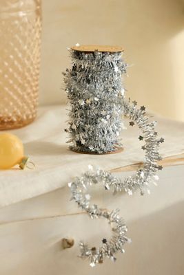 Starry Silver Tinsel Ribbon