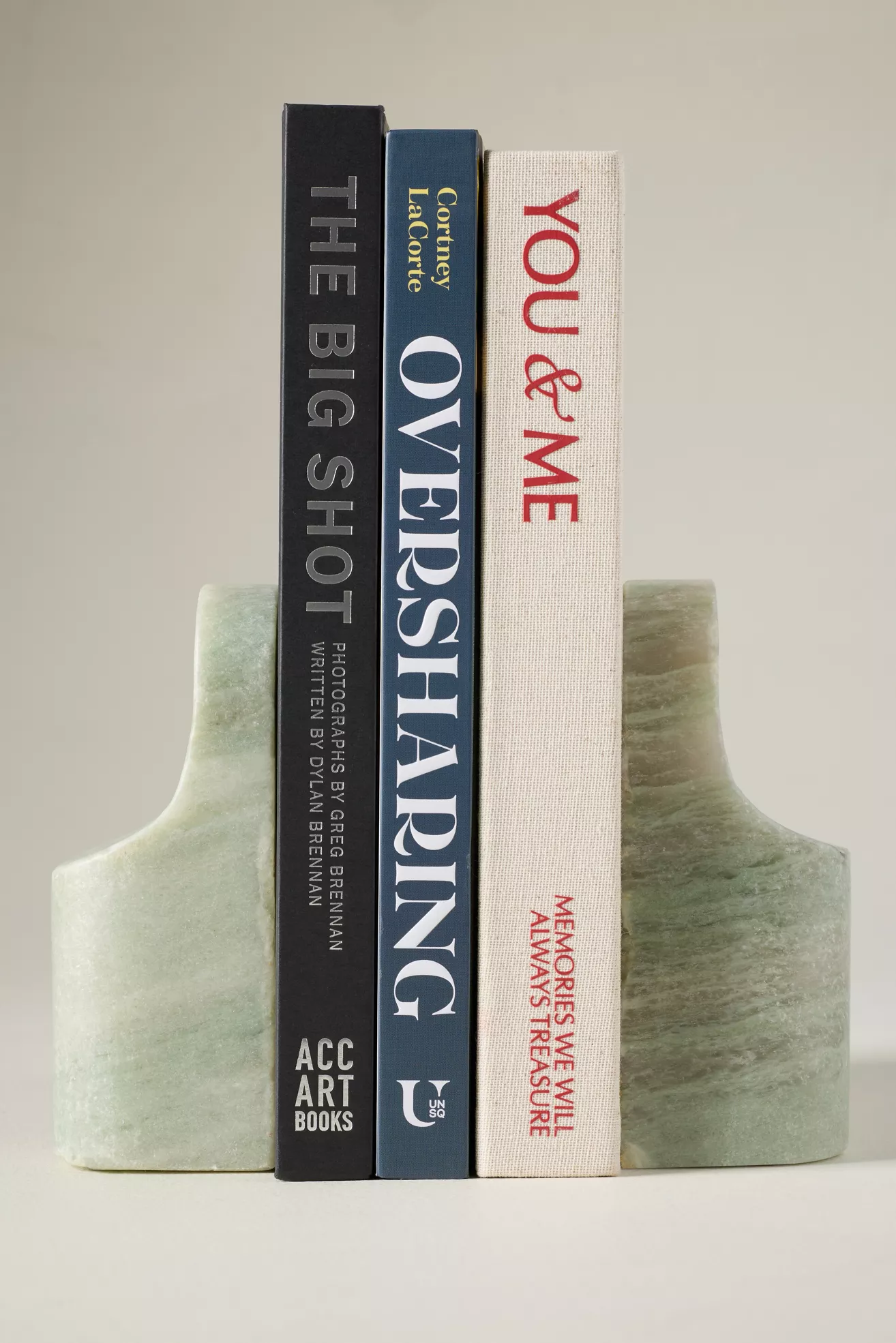 Green Marble Bookends, Set of 2