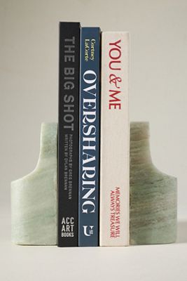 Green Marble Bookends, Set of 2