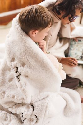 Ophelia Floral Carved Faux Fur Throw Blanket