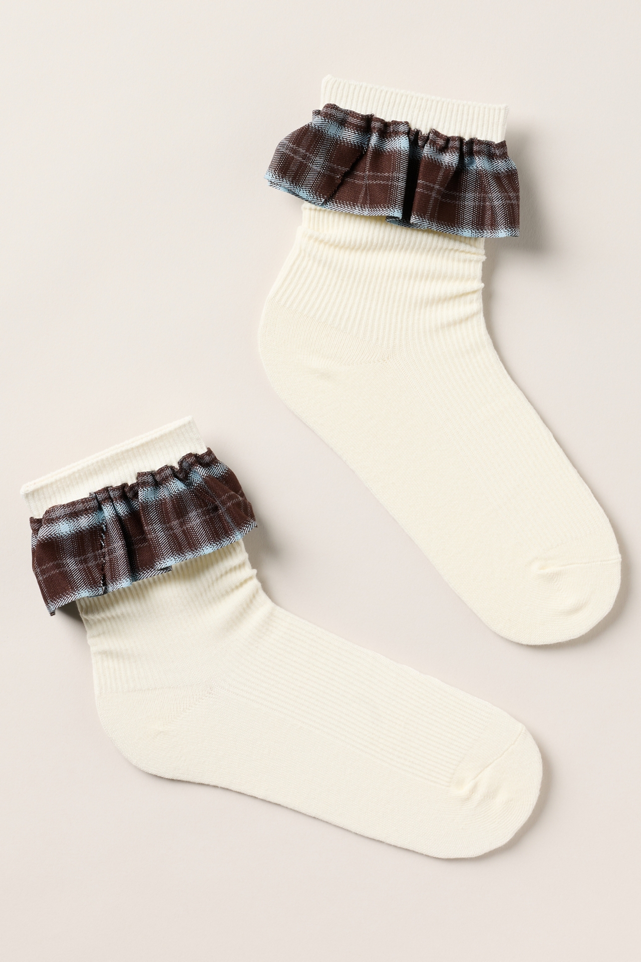 Casa Clara London Plaid Ruffle Cuff Socks