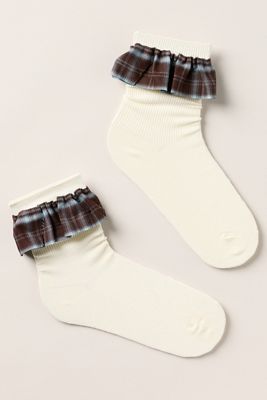 Casa Clara London Plaid Ruffle Cuff Socks