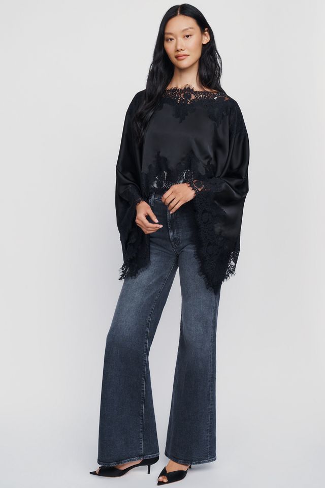 By Anthropologie Satin Lace Poncho #1