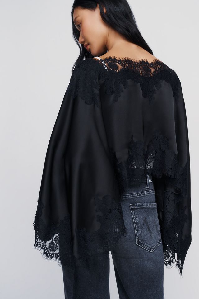 By Anthropologie Satin Lace Poncho #2