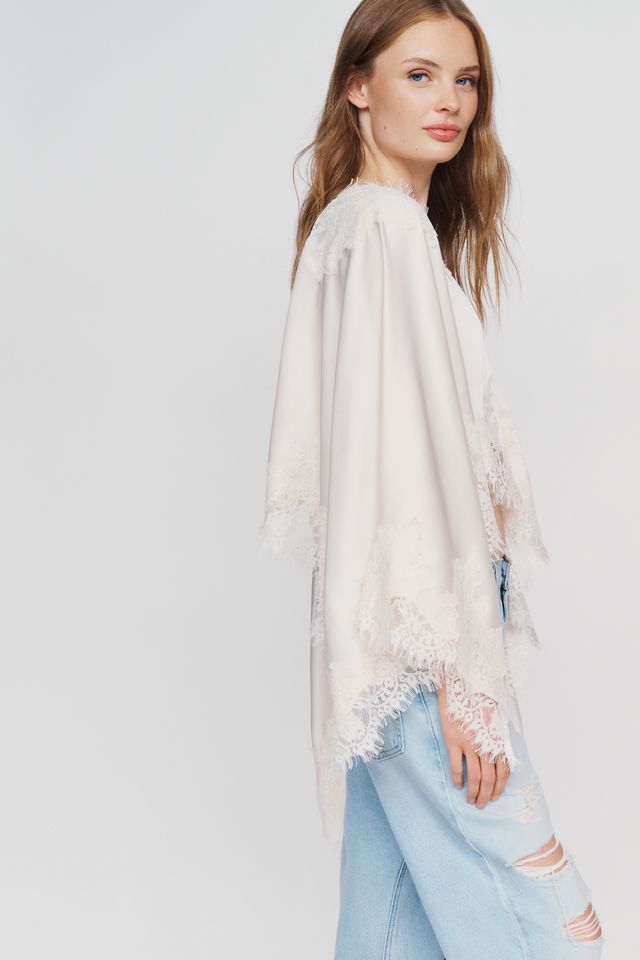 By Anthropologie Satin Lace Poncho #1