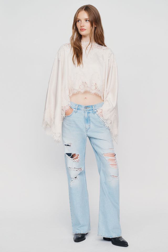 By Anthropologie Satin Lace Poncho #2