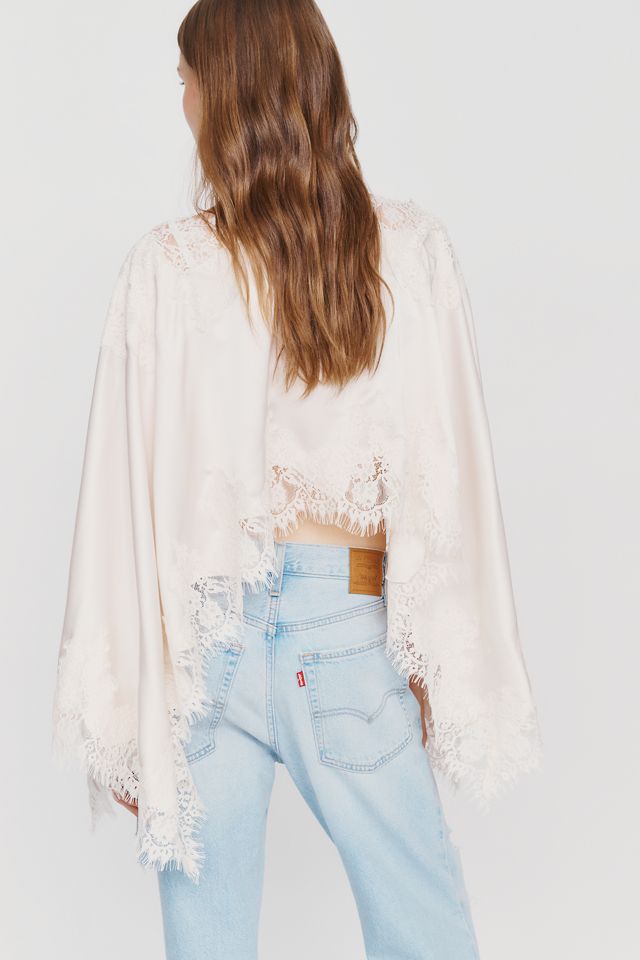 By Anthropologie Satin Lace Poncho #3