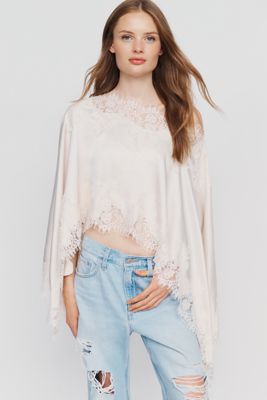 By Anthropologie Satin Lace Poncho