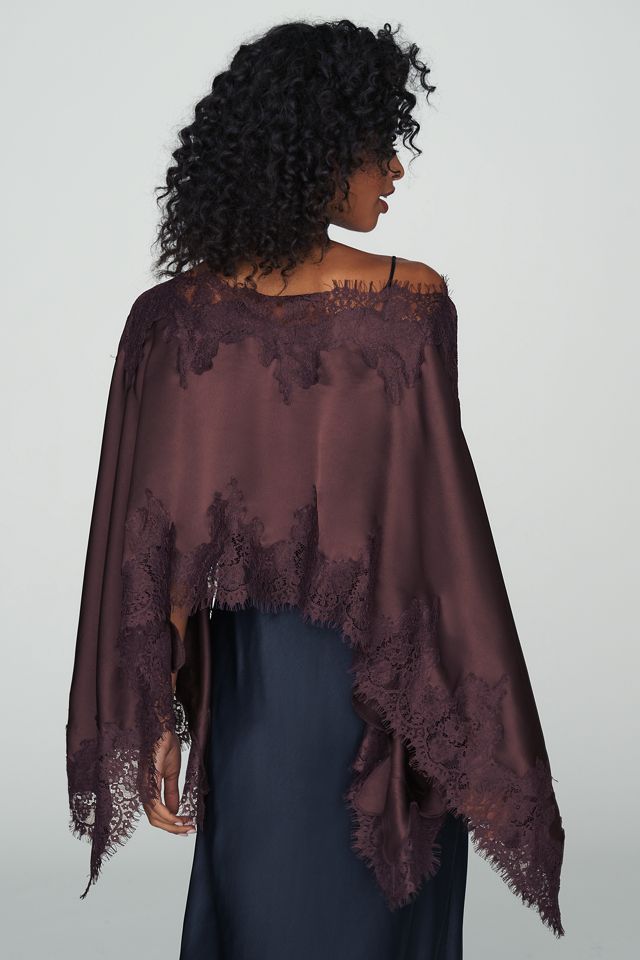 By Anthropologie Satin Lace Poncho #1