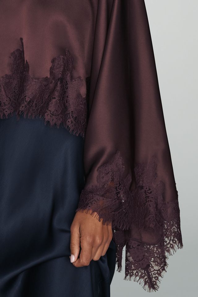 By Anthropologie Satin Lace Poncho #3