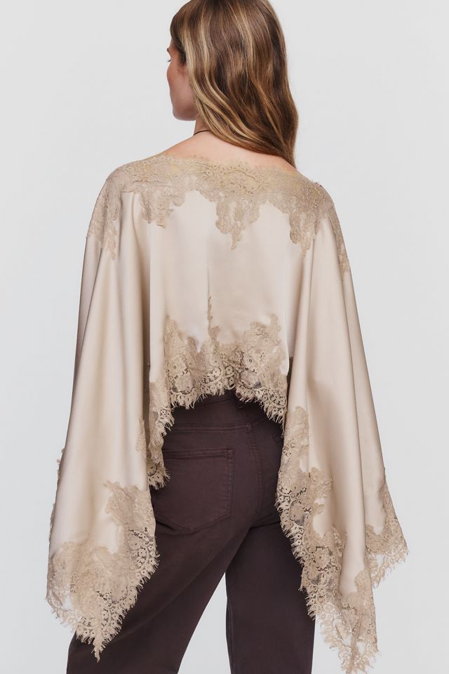 By Anthropologie Satin Lace Poncho #3