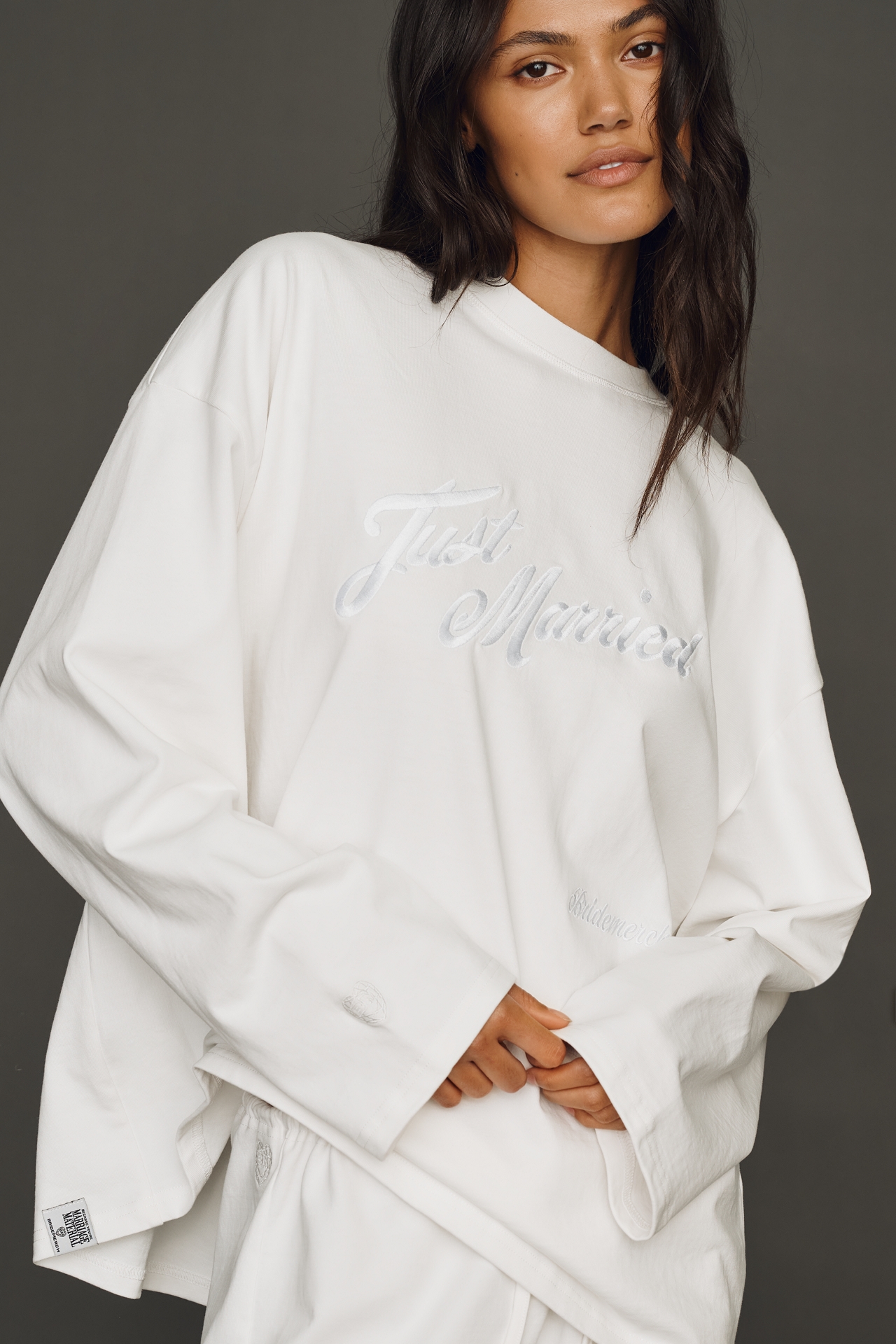 BRIDEMERCH Just Married Cotton Long-Sleeve Top