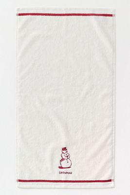 Serviette à main tissée en coton brodée bonhomme de neige Molly Hatch