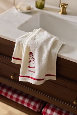 Molly Hatch Cotton Woven Embroidered Snowman Hand Towel