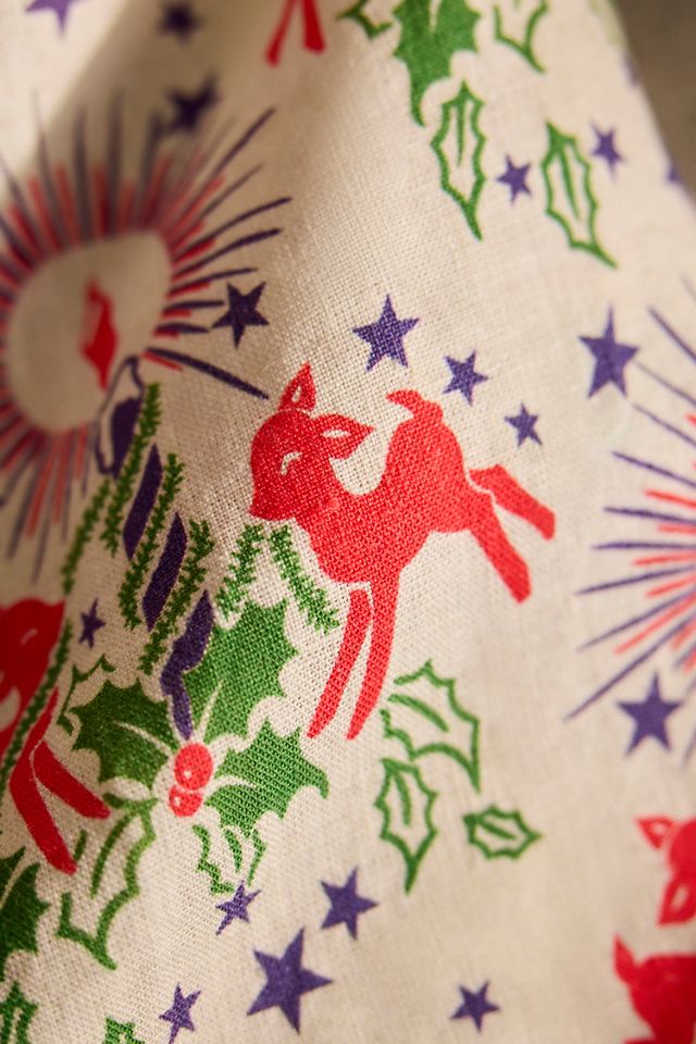 Festive Fawn Dish Towel #1