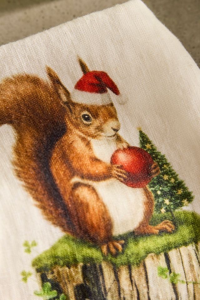Holiday Chipmunk Dish Towel #1