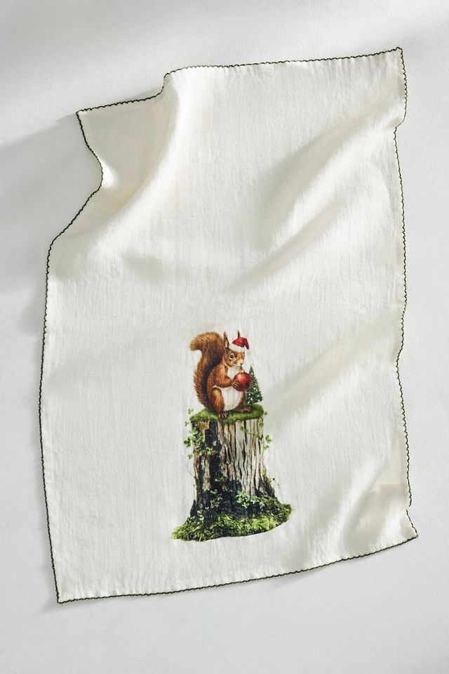 Holiday Chipmunk Dish Towel #2