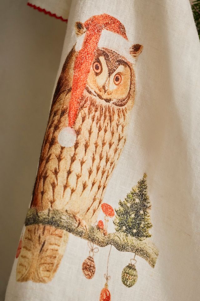Holiday Owl Dish Towel #1