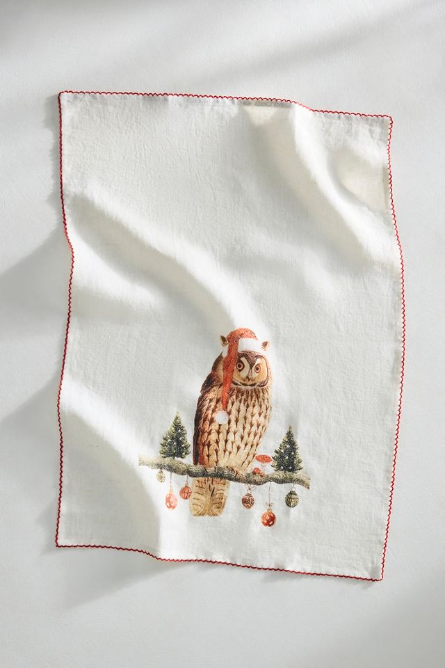 Holiday Owl Dish Towel #2