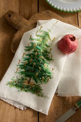 Candlelit Christmas Tree Dish Towel