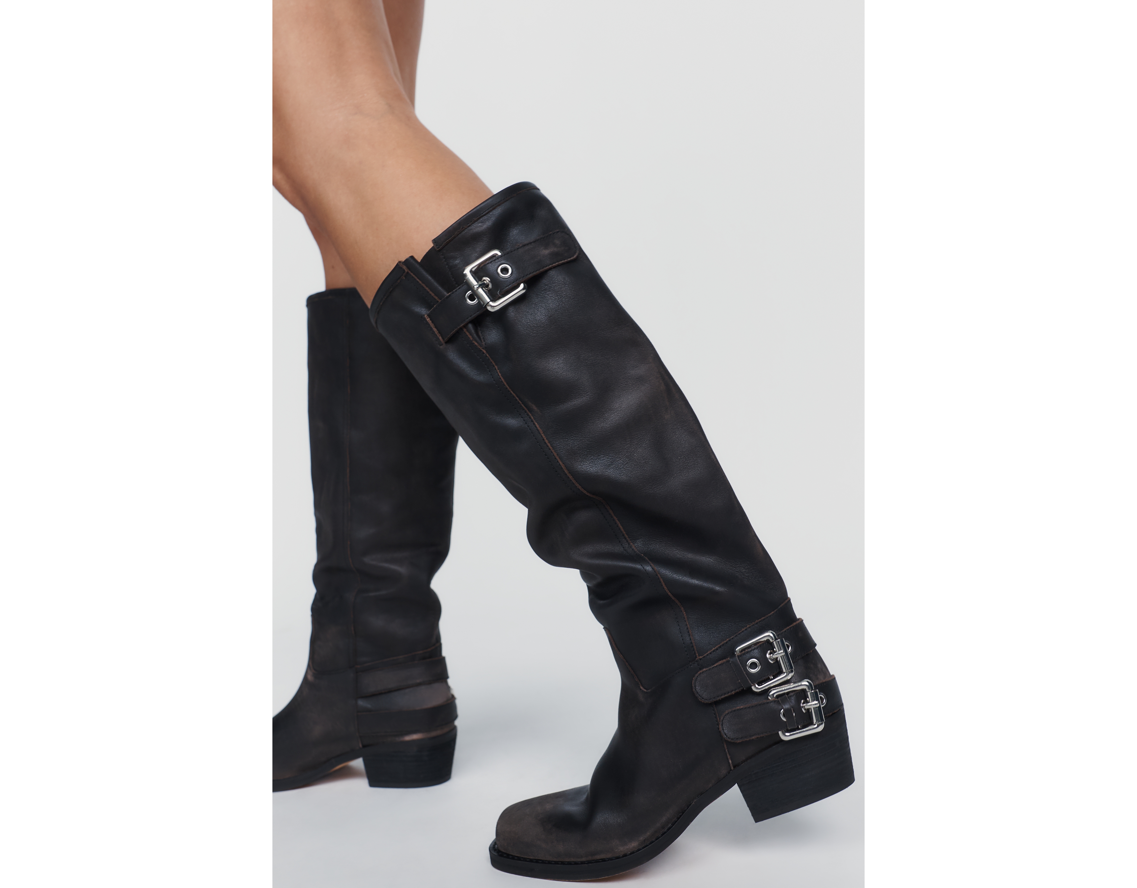 Silent D Demi Leather Buckle Boots