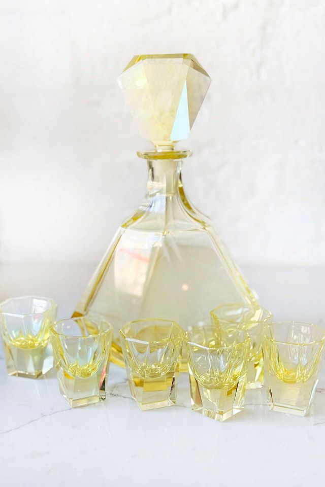 Old Flame Candle Co. Vintage Bright Yellow French Decanter Set #1
