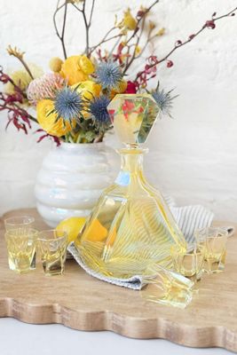 Old Flame Candle Co. Vintage Bright Yellow French Decanter Set