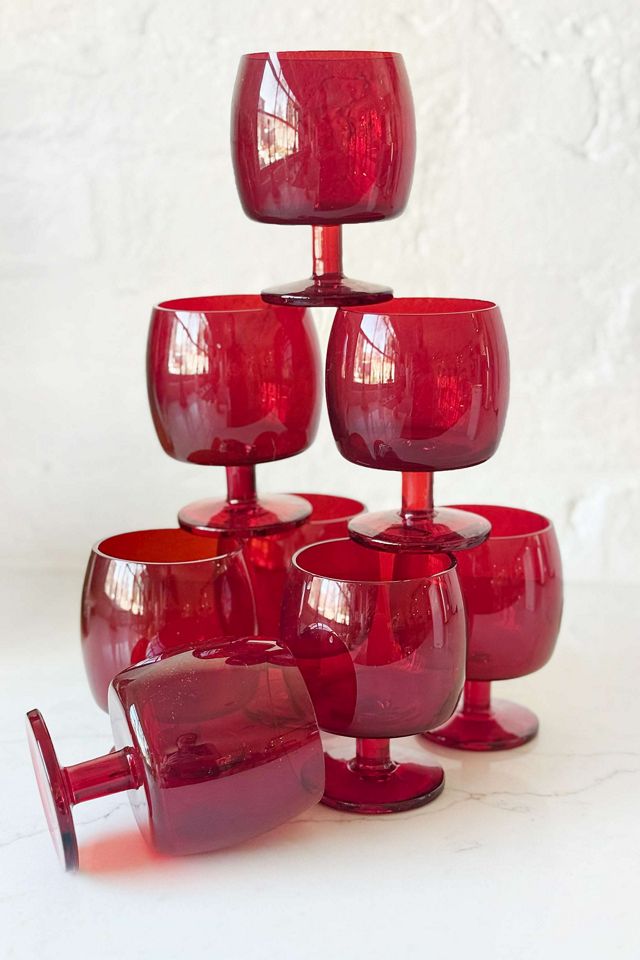 Old Flame Candle Co. Vintage MCM Modernist Ruby Glassware #1