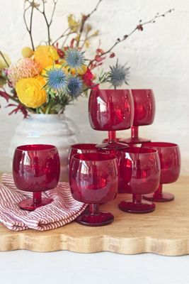 Old Flame Candle Co. Vintage MCM Modernist Ruby Glassware