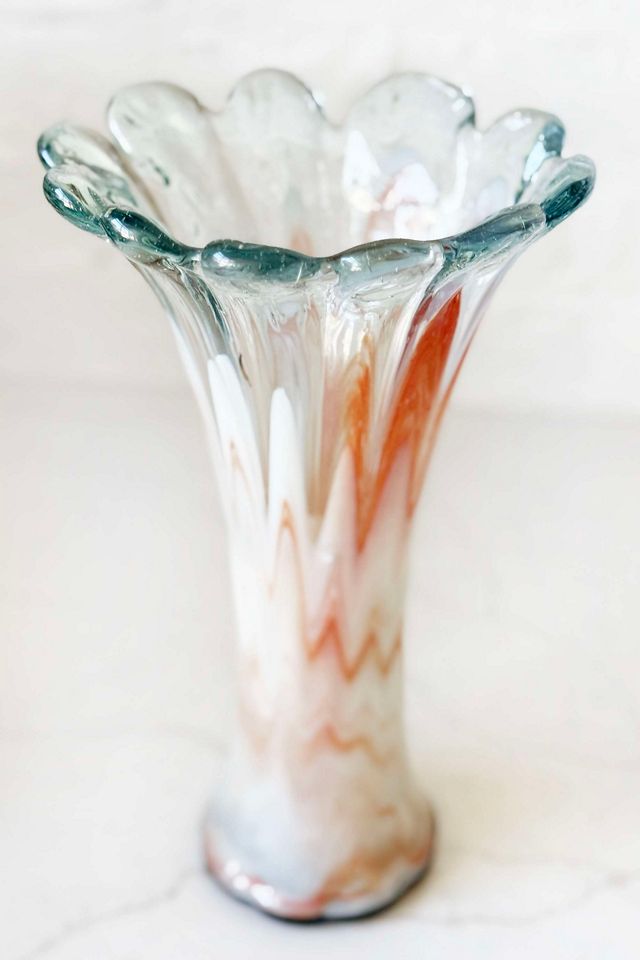 Old Flame Candle Co. Vintage Murano Blown Scalloped Vase #1