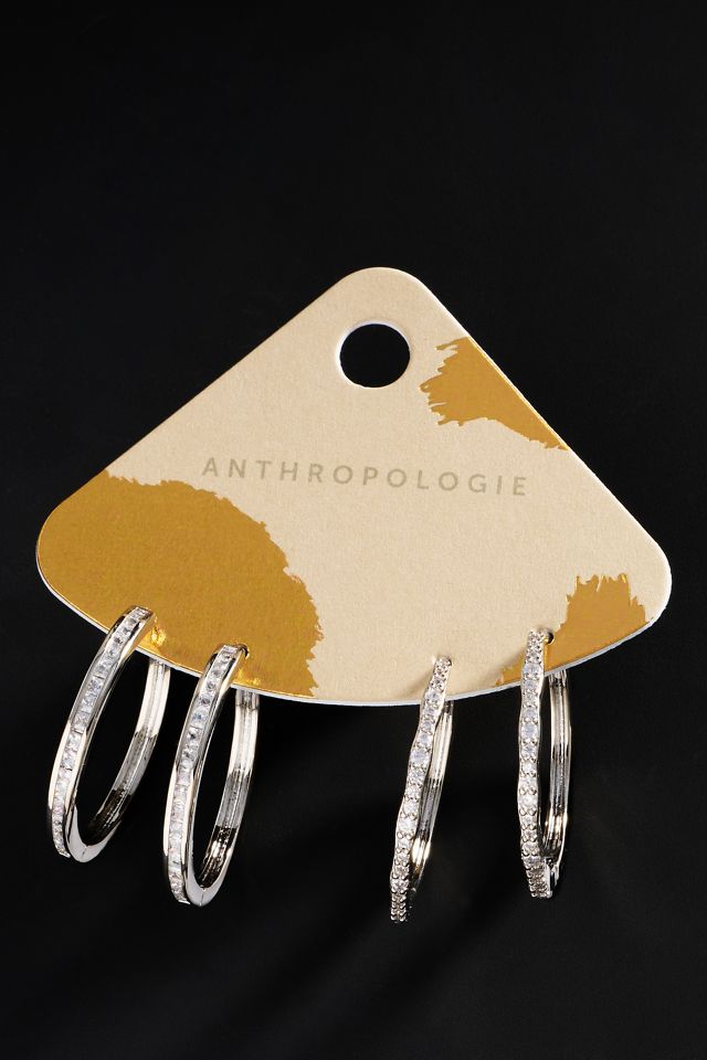 By Anthropologie Demi-Fine Crystal Tennis Hoop Earrings #1