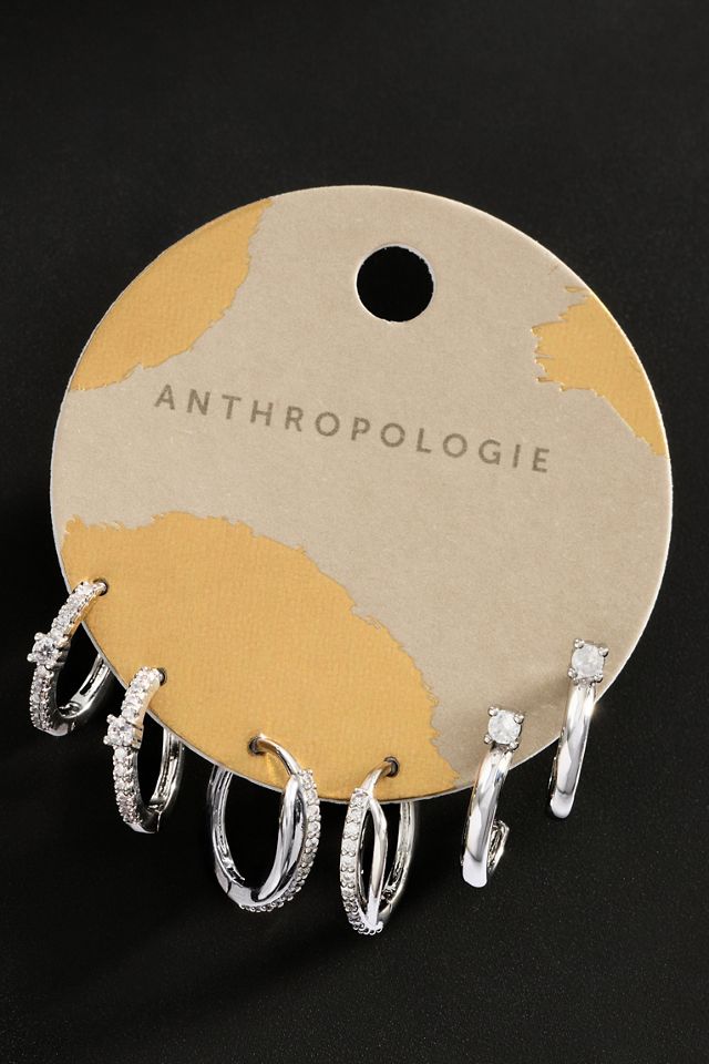 By Anthropologie Demi-Fine Tennis Hoop Earrings, Set of 3 #1