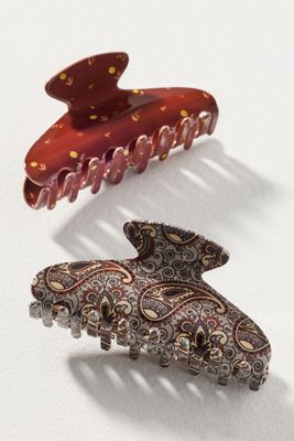 By Anthropologie Bandana Print Hair Claw Clips, Set of 2