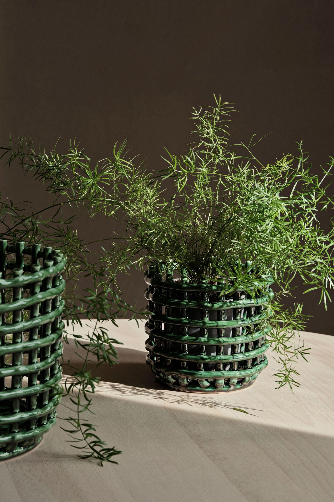 Ferm Living Ceramic Basket - Green, One Size
