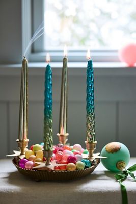 Shiny Twist Taper Candles, Set of 2