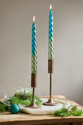 Shiny Twist Taper Candles, Set of 2
